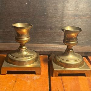 Vintage Brass Candlestick Holder Set Pair